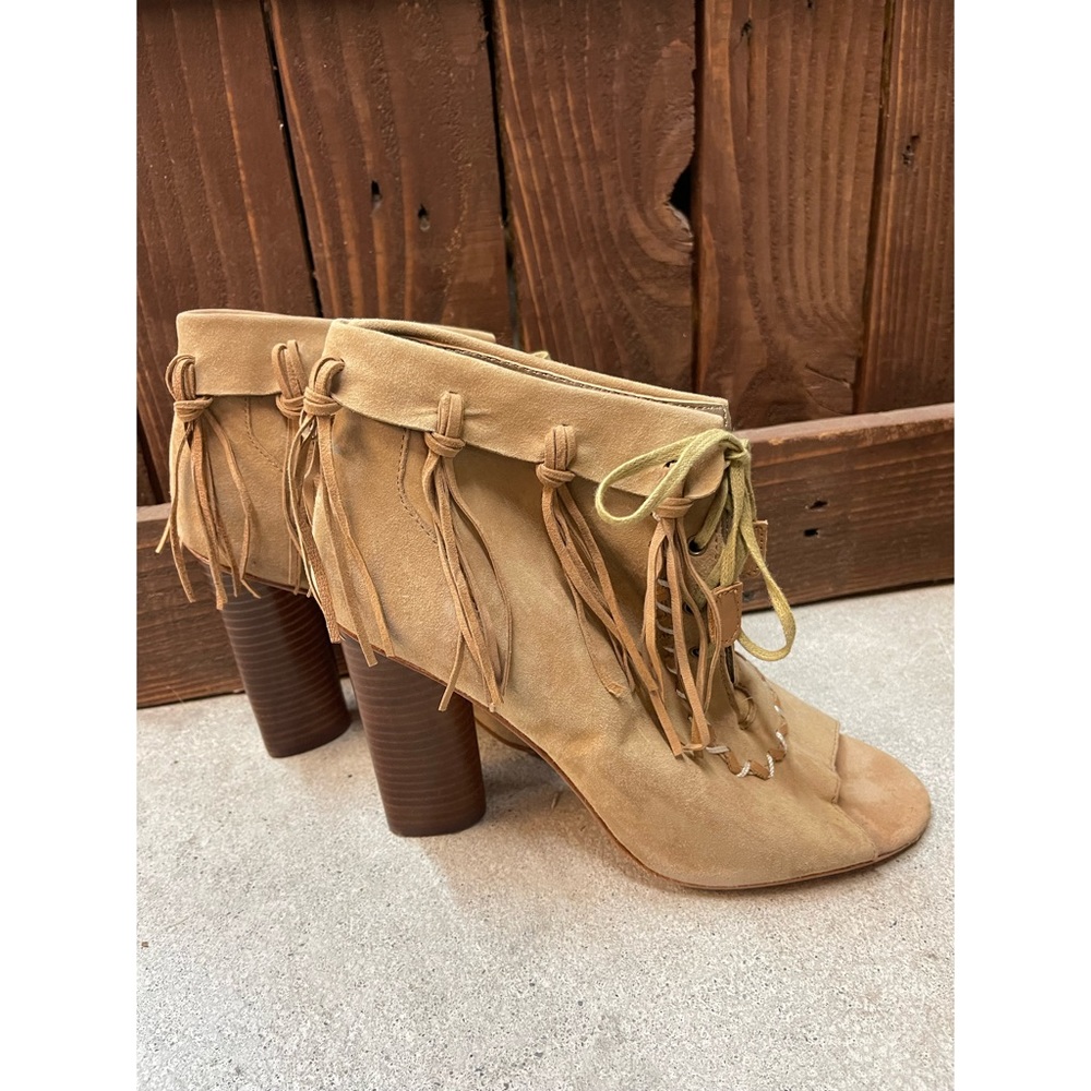 Cynthia Vincent Nailed Fringe Open Toed Booties - SZ 9.5 - New W/O Box - Picture 6 of 14